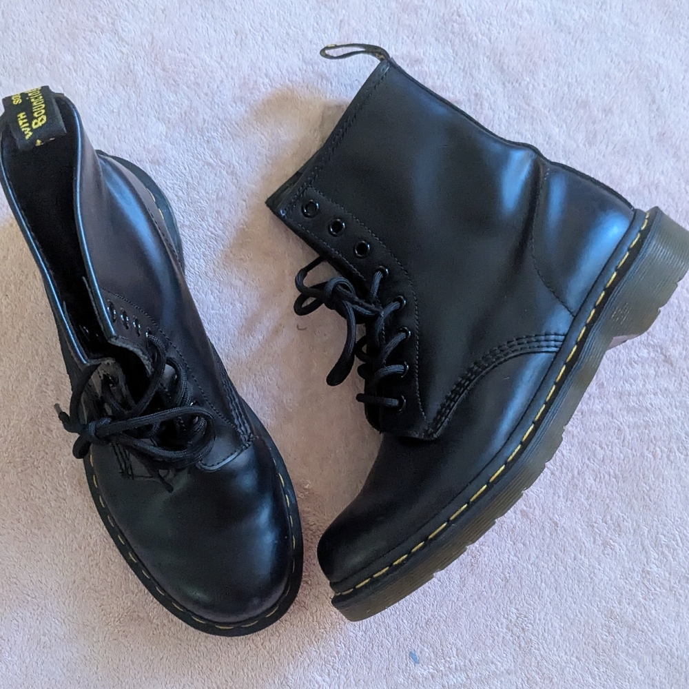 Dr. Martens Black Leather Combat Boots